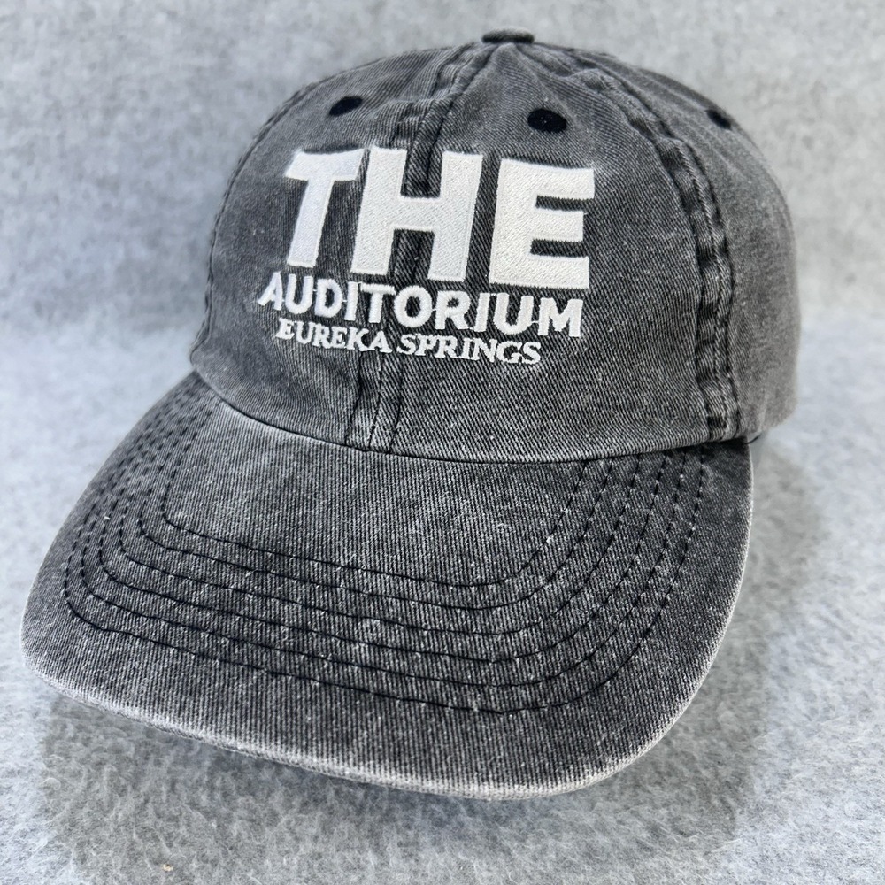 The Auditorium Eureka Springs Hat Gray Strapback Dad Cap Embroidered